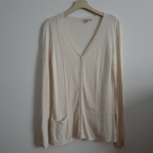 Toad & Co cardigan sweater off-white s wool tencel cotton blend classic career